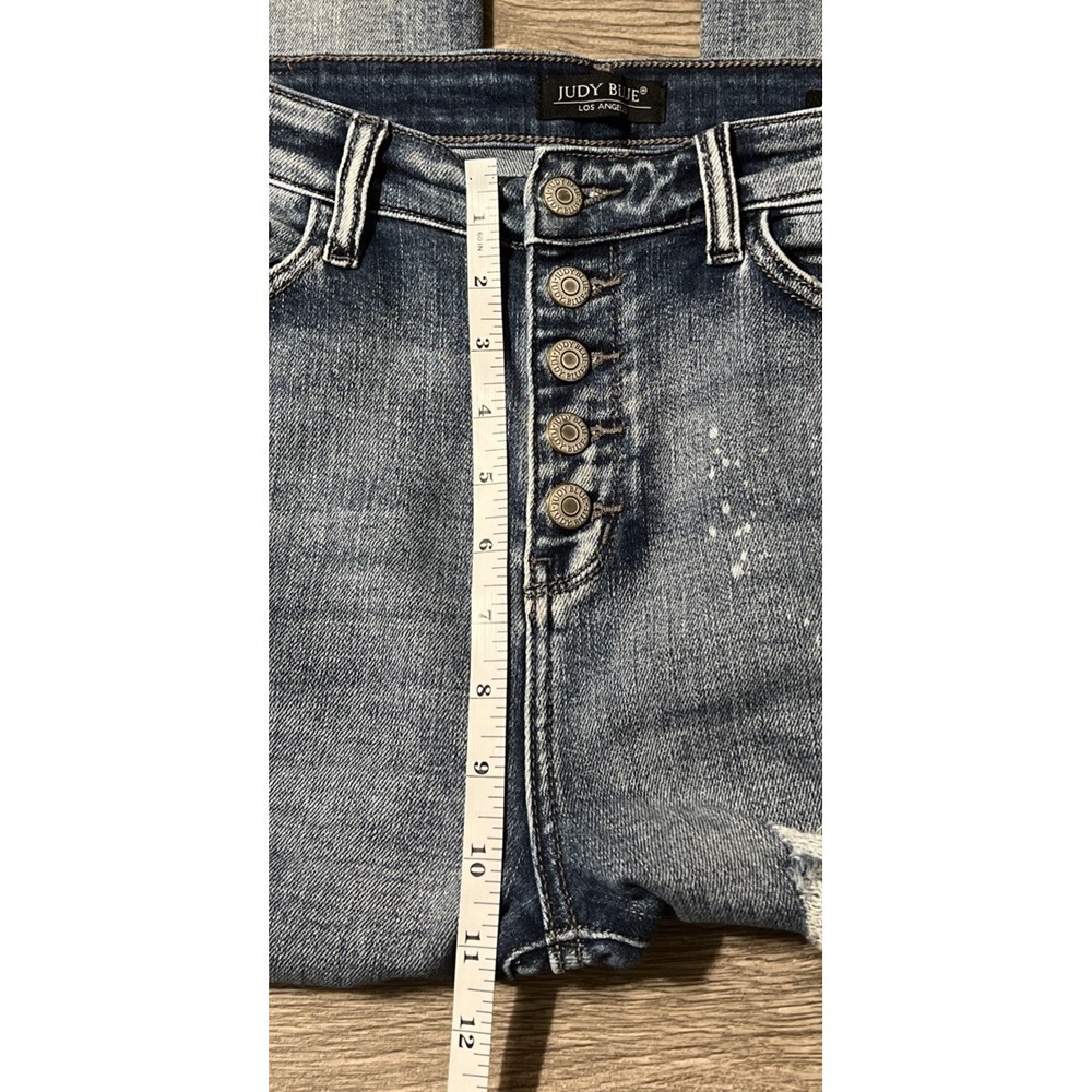 Judy Blue High Rise ButtonFly Destroyed Splatter Skinny Jeans SZ 11/30 (32x26) - Picture 8 of 12